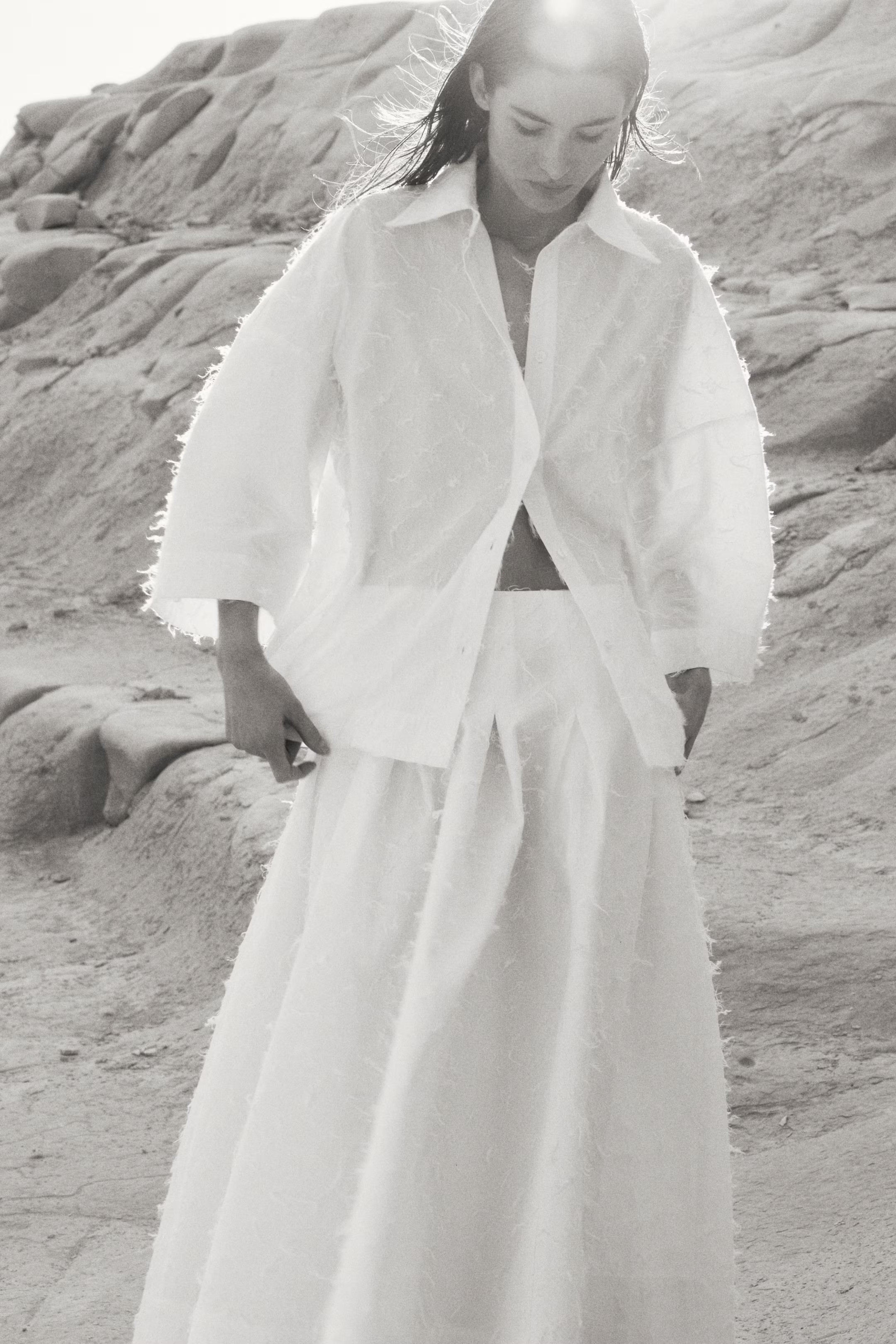 Fringe-Textured A-Line Skirt | H&M (US + CA)