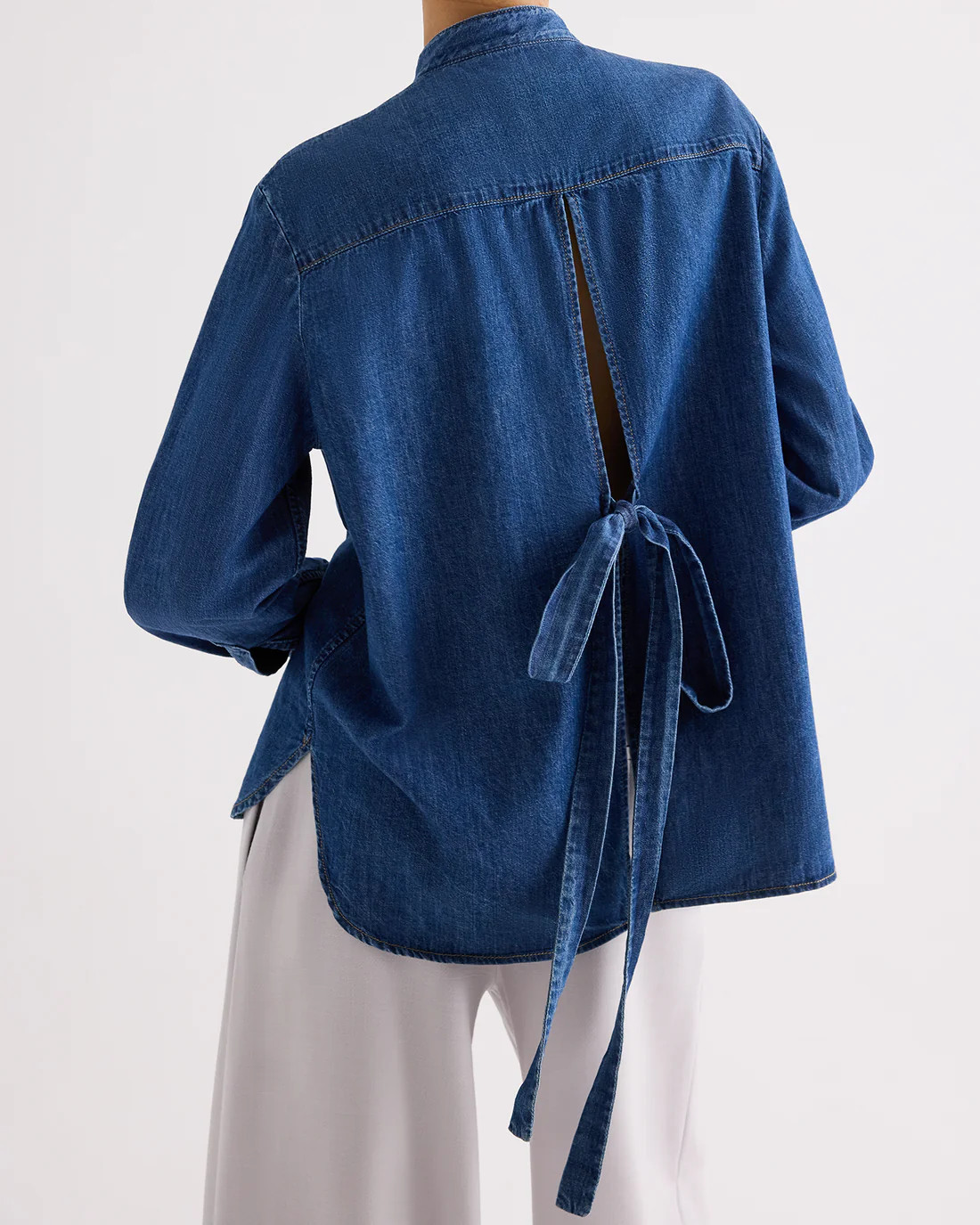 Tied Down Top in Denim Shirting | TWP