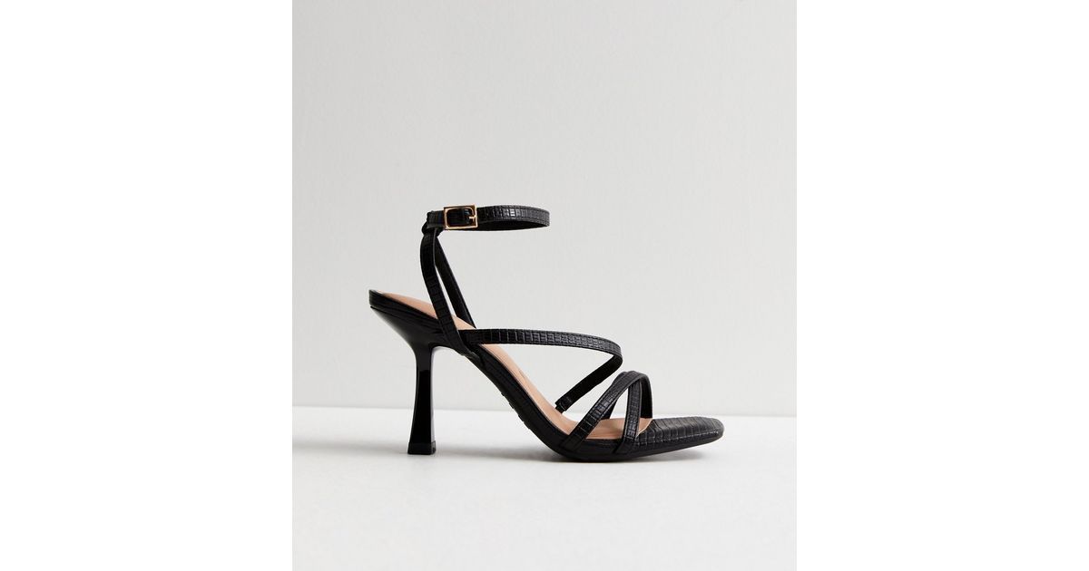 Black Leather-Look Strappy Stiletto Heel Sandals
						
						Add to Saved Items
						Remove fro... | New Look (UK)