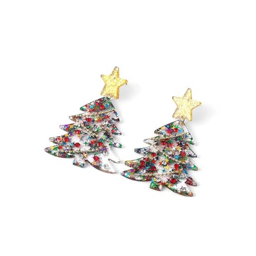 Christmas Tree Earrings for Women Acrylic Xmas Tree Drop Dangle Earrings Cute Colorful Xmas Festival Holiday Earrings Jewelry Gift | Amazon (US)