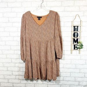 Tahari printed long sleeve babydoll dress size M | Poshmark