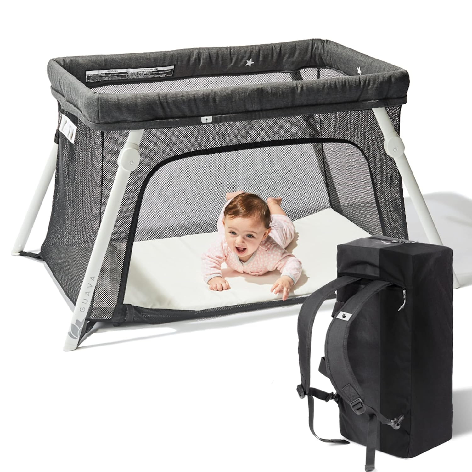 Guava Family Lotus Travel Crib | Certified Baby Safe Portable Crib with Mattress | Folding Portab... | Amazon (US)