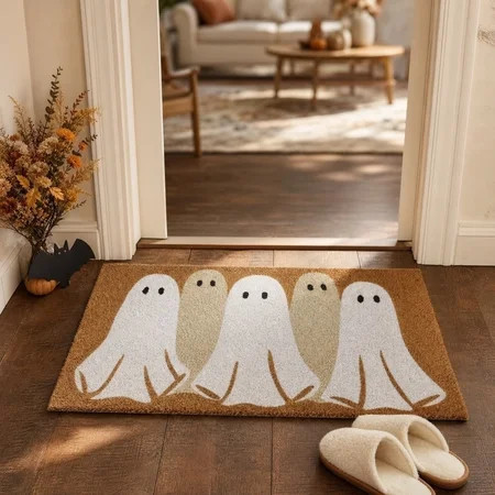 2026 new Summerween Neutral Ghost Coir Doormat, Cute Spooky 5-Ghost Halloween Front Porch Mat, Non-Slip Seasonal Entryway Rug for Summerween & Fall, 29.5" x 17.7" | Walmart (US)