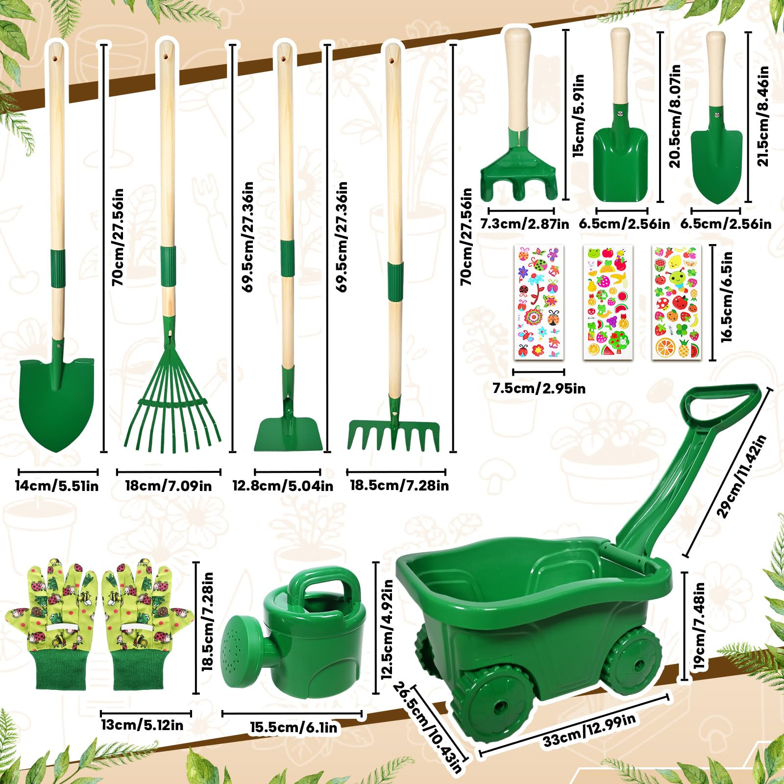 Wheelbarrow for Children, 13 Garden Tool Set for Children, Garden Set with Wheelbarrow Child, Chi... | Amazon (DE)