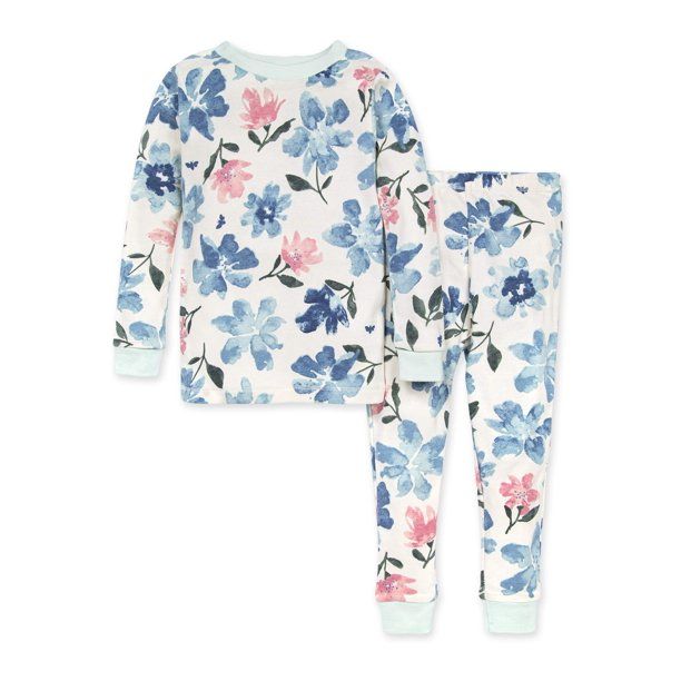 Burt's Bees Baby Organic Cotton Baby Girls & Toddler Girls Snug Fit Long Sleeve Pajamas, 2pc Set ... | Walmart (US)