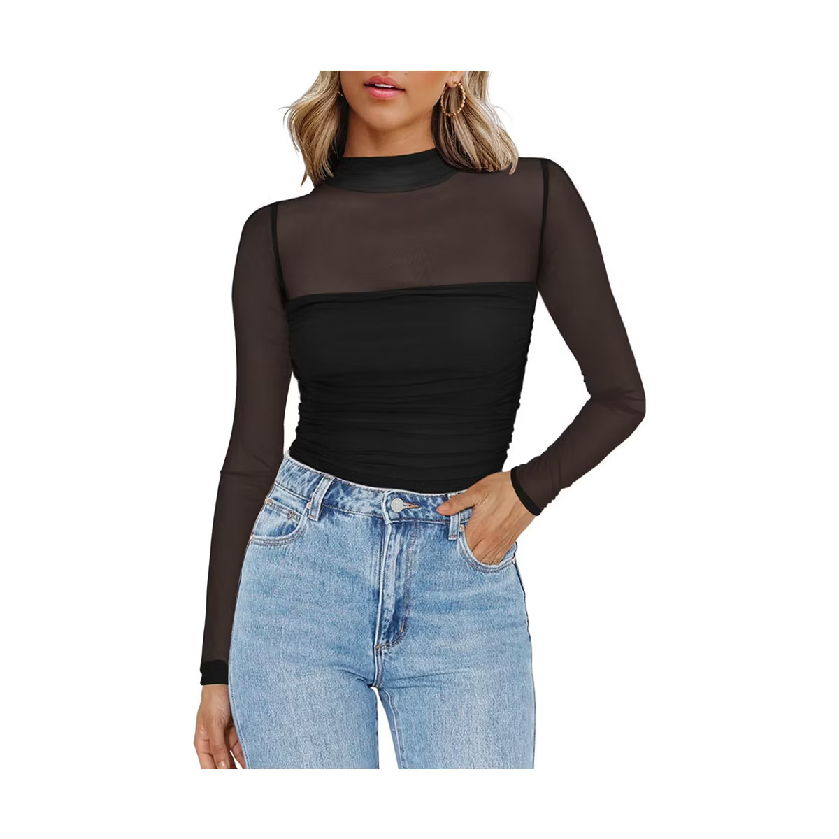 Clearlove Sheer Elegance Mock Neck Top - Women's Breathable Mesh Long Sleeve Shirt | Target