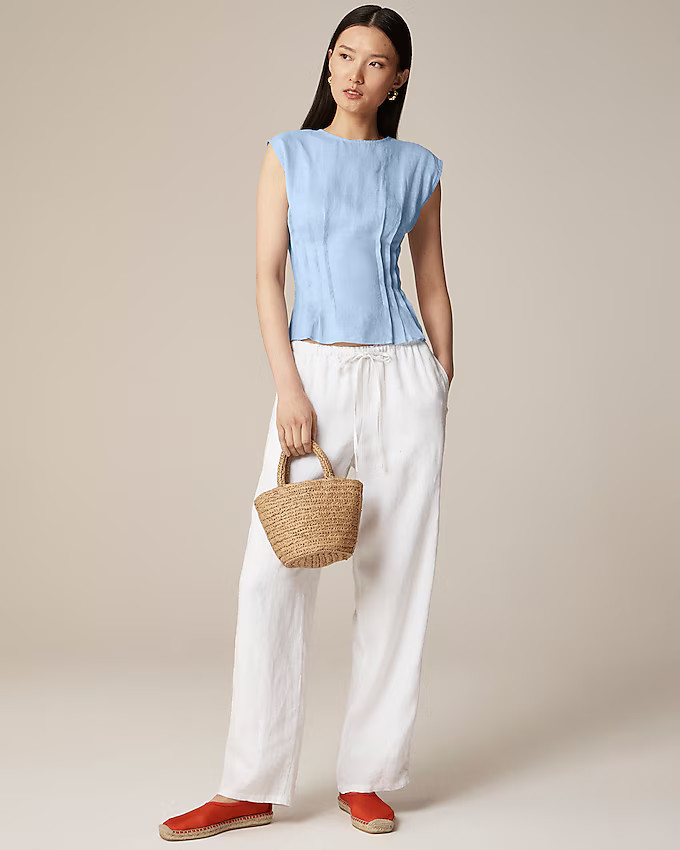 Pintuck shell top in ramie | J. Crew US