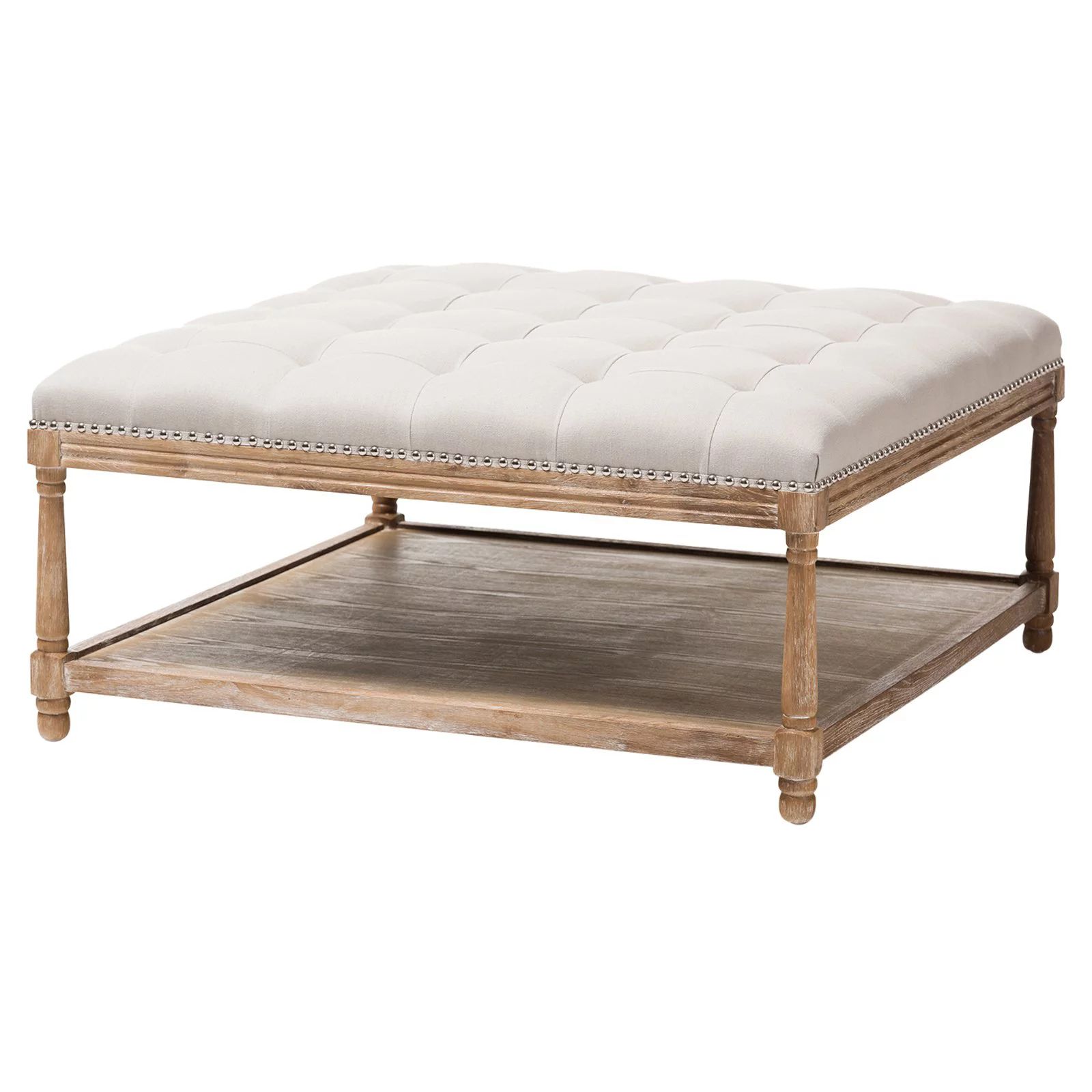 Baxton Studio Carlotta French Country Square Coffee Table Ottoman | Walmart (US)