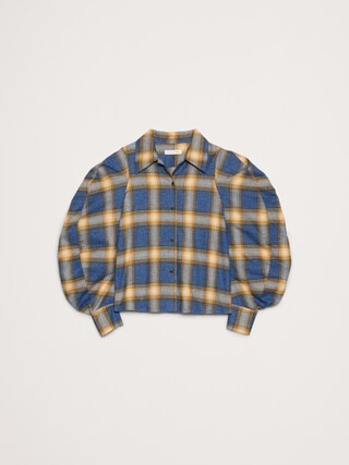 Flannel Volume-Sleeve Shirt | Banana Republic (CA)