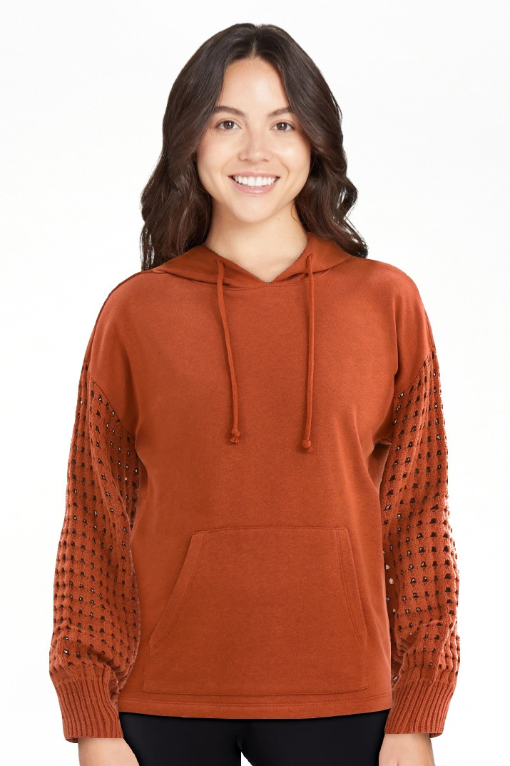 Time and Tru Women's Fleece Hoodie with Crochet Long Sleeves, Sizes XS-XXXL | Walmart (US)