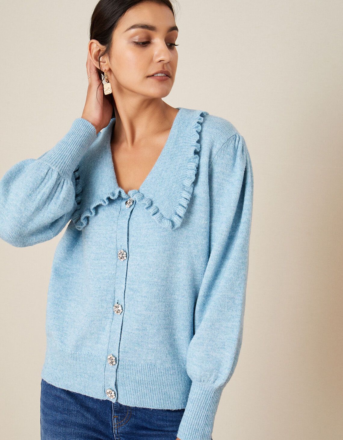 Cosy Collar Cardigan Blue | Monsoon (UK)