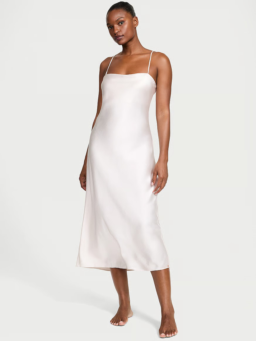 Buy Luxe Satin Long Slip Dress, Pale Blue - Order Slips online - Victoria's Secret US | Victoria's Secret (US / CA )