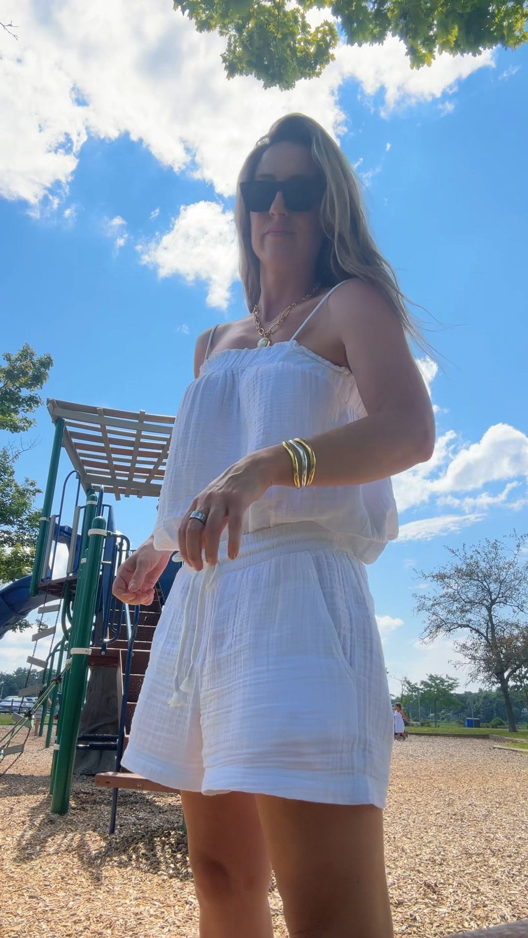 Lightweight gauze cotton top and shorts - casual outfit idea for when it’s super hot outside. On major sale. Use promo code SAVE at checkout and outfit totals around $40.

White set, shorts, casual outfit idea, Loft, summer sale, travel set

#LTKVideo #LTKSaleAlert #LTKSummerSales