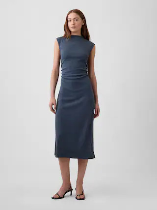 Modern Ribbed Sleeveless Mockneck Midi Dress | Gap Factory