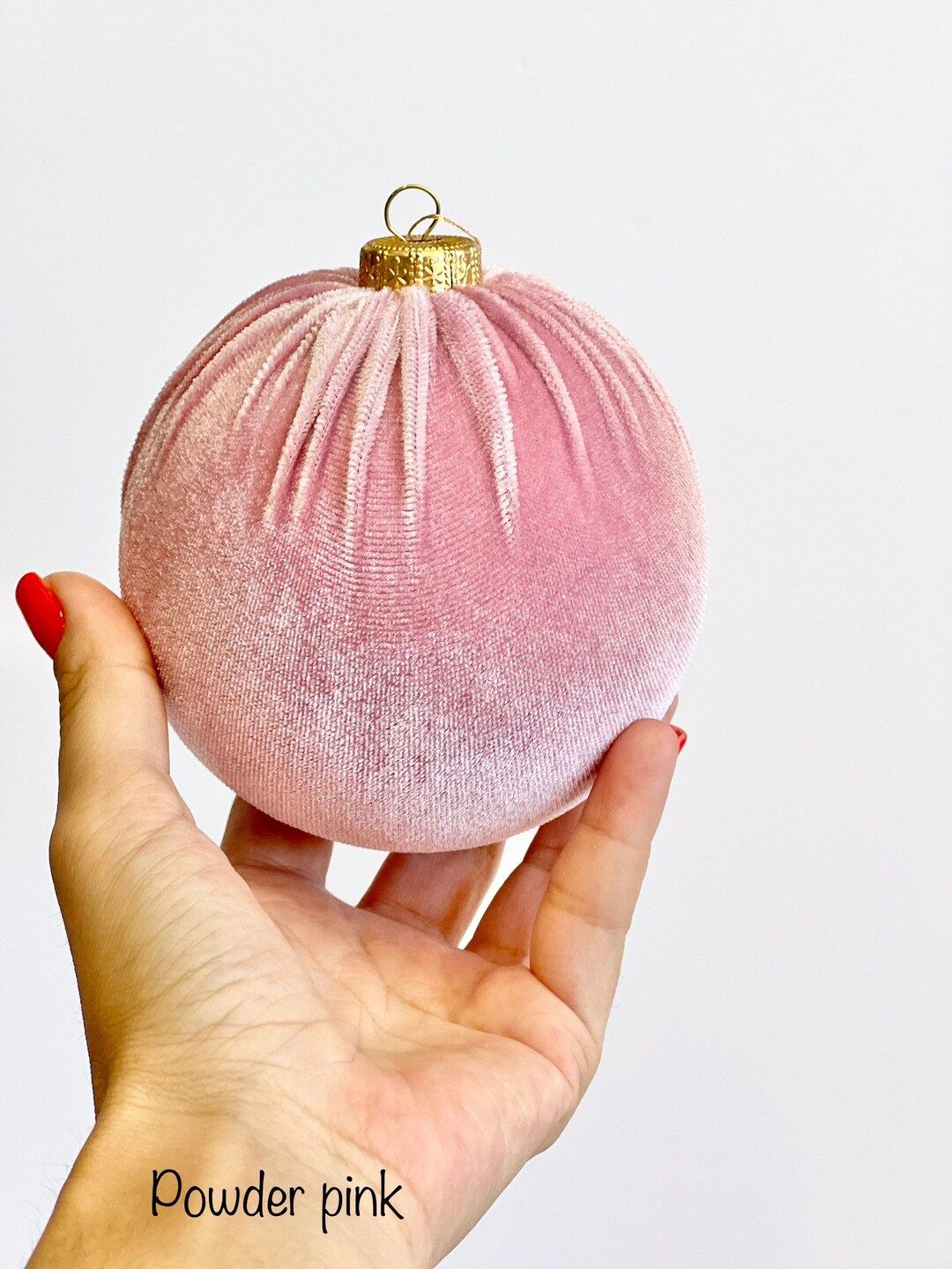 Powder Pink Christmas Ornament, Handmade Velvet Bulbs, Christmas Ball, Christmas Decorations, Chr... | Etsy (US)
