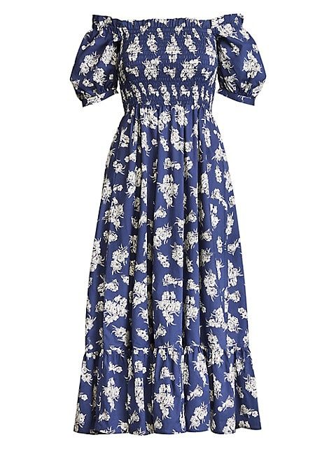 Floral-Print Cotton Midi-Dress | Saks Fifth Avenue