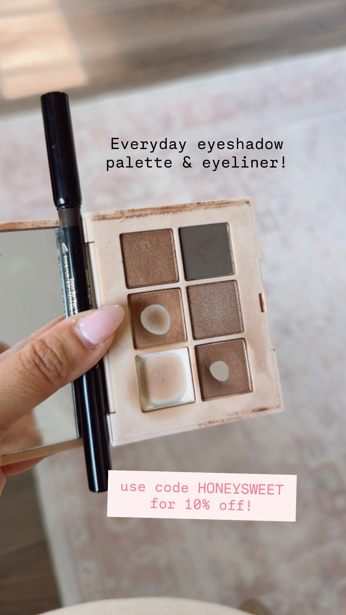 Eyeshadow primer
Eyeshade Palette in Coffee in hand - code HONEYSWEET for 10% off!
Foundation shade 3N
Concealer shade 2N
Bronzer shade 04
Blush shades rosewood 44 nude lavalliere
Eyeliner shade coca 
Mascara shade black

#LTKgrwm #LTKSaleAlert #LTKBeauty