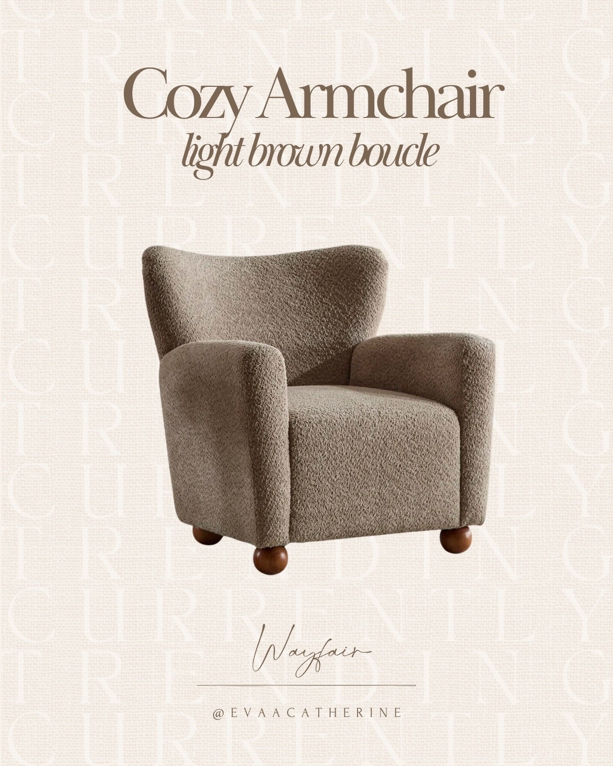cozy corner unlocked. this light brown boucle armchair is the neutral moment—sculptural lines, plush seat, and it plays with everything in my space. linked on LTK under today’s finds. tap to shop and save for later.

#LTKhome #LTKFinds #Wayfair #NeutralHome #Boucle #CozyVibes #HomeDecor #LivingRoomStyle #CasaChicollo

#LTKHome
