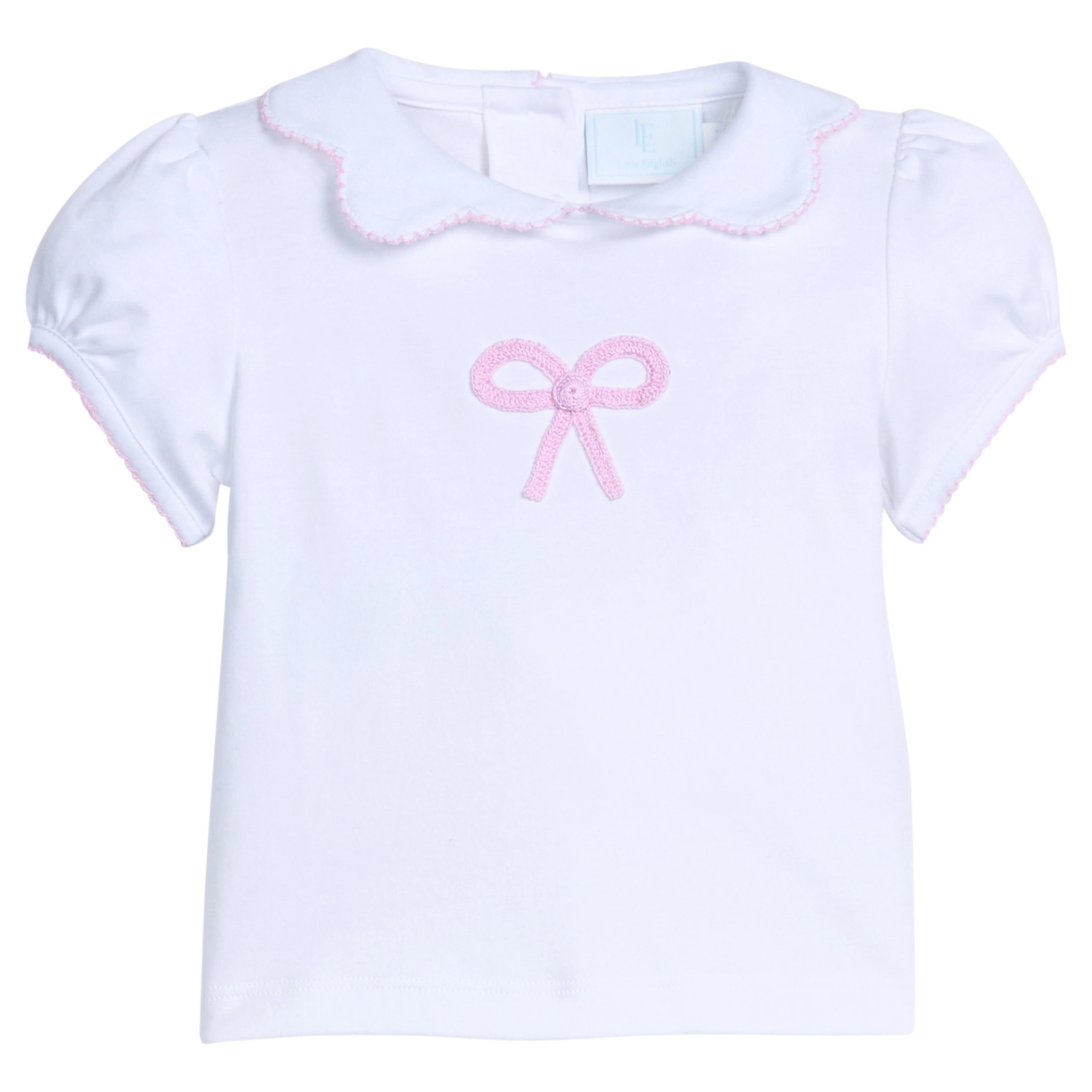 Girls Crochet Peter Pan Blouse in Pink | Little English