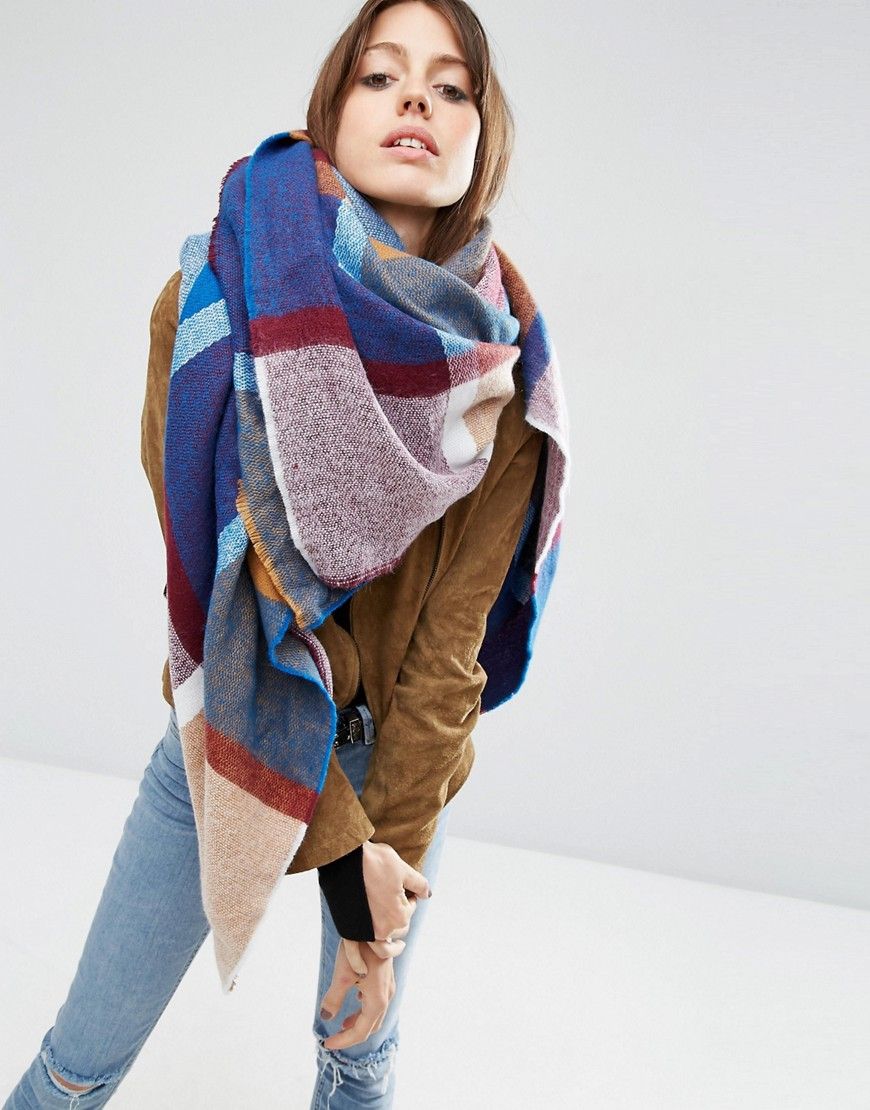 ASOS Oversized Square Scarf In 70s Woven Check | ASOS US