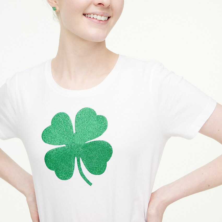 Glitter clover graphic tee | J.Crew Factory