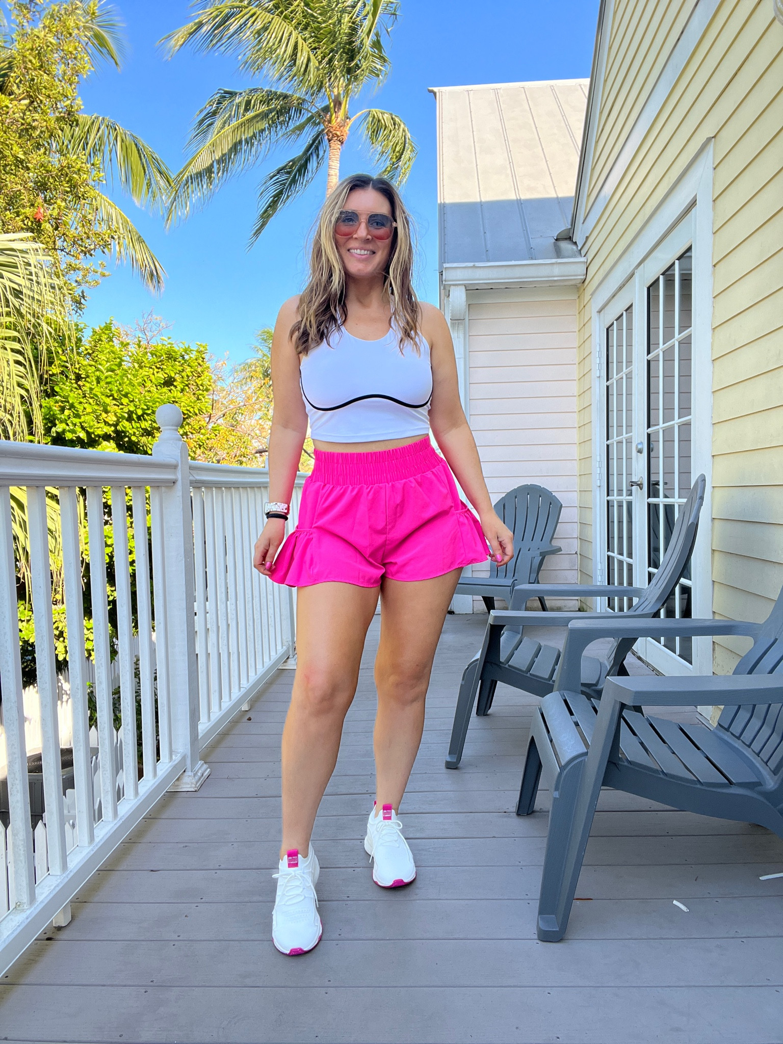 Amazon activewear, sports bra tank, Free People inspired running shorts, white sneakers, Amazon sunglasses 

#LTKfindsunder50 #LTKstyletip #LTKfitness