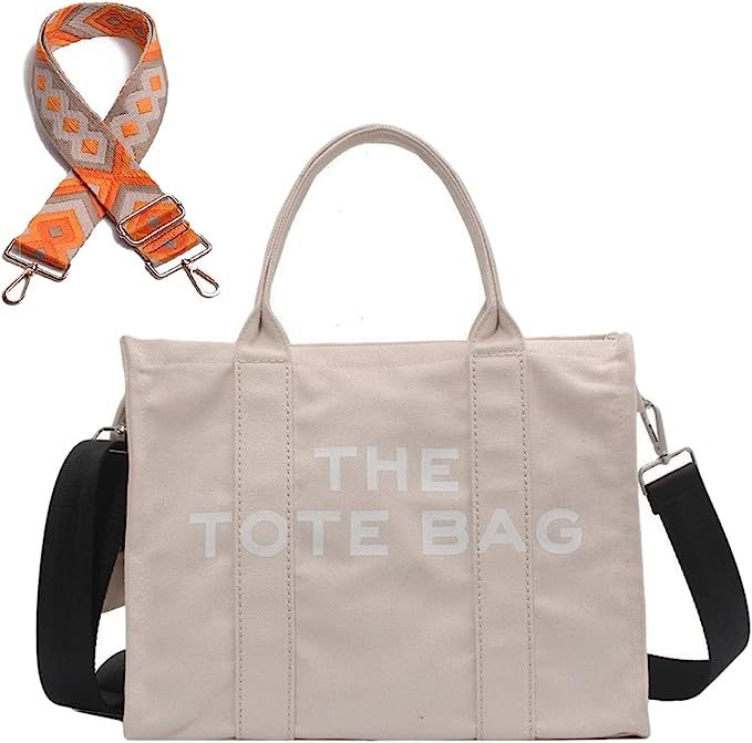 Luxury Canvas Totes Bag for Women Purse Crossbody Bags with Zipper,Fashion Women Canvas Beach Han... | Amazon (US)