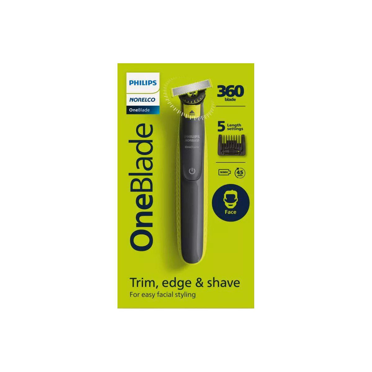Philips Norelco OneBlade 360 Face Rechargeable Men's Electric Shaver and Trimmer - QP2724/70 | Target