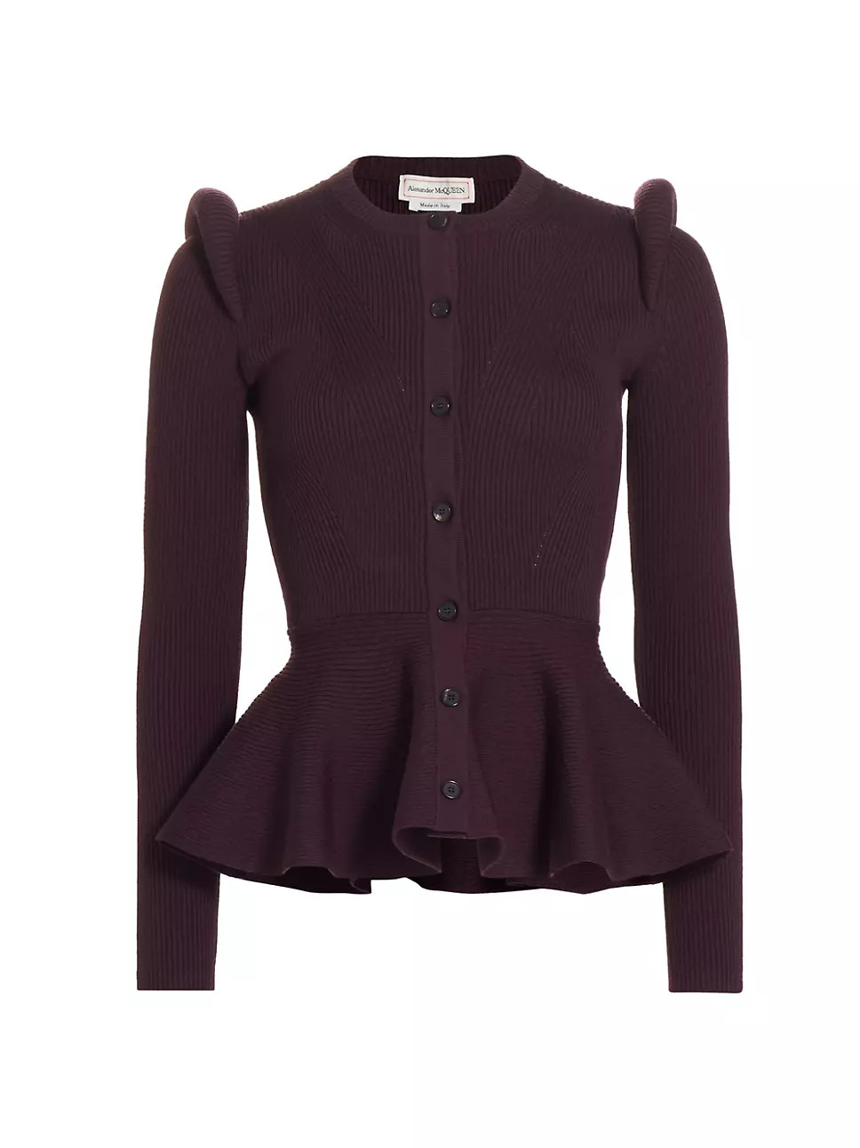 Rib-Knit Wool Peplum Cardigan | Saks Fifth Avenue