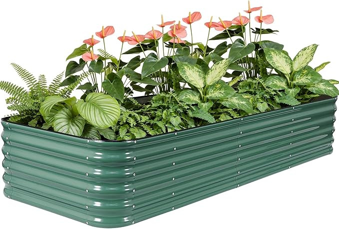 8×3×1.4FT Galvanized Raised Garden Bed Outdoor, Metal Raised Garden Bed Kit, Large Planter Rais... | Amazon (US)