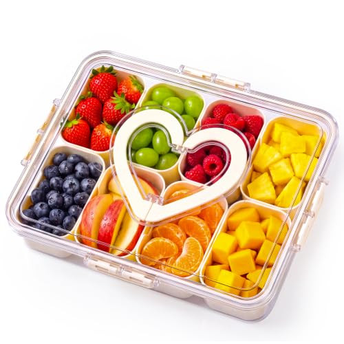 Snackle Box Container with Leakproof Lid and Handle, 8 Compartment Divided Serving Tray with Remo... | Amazon (US)
