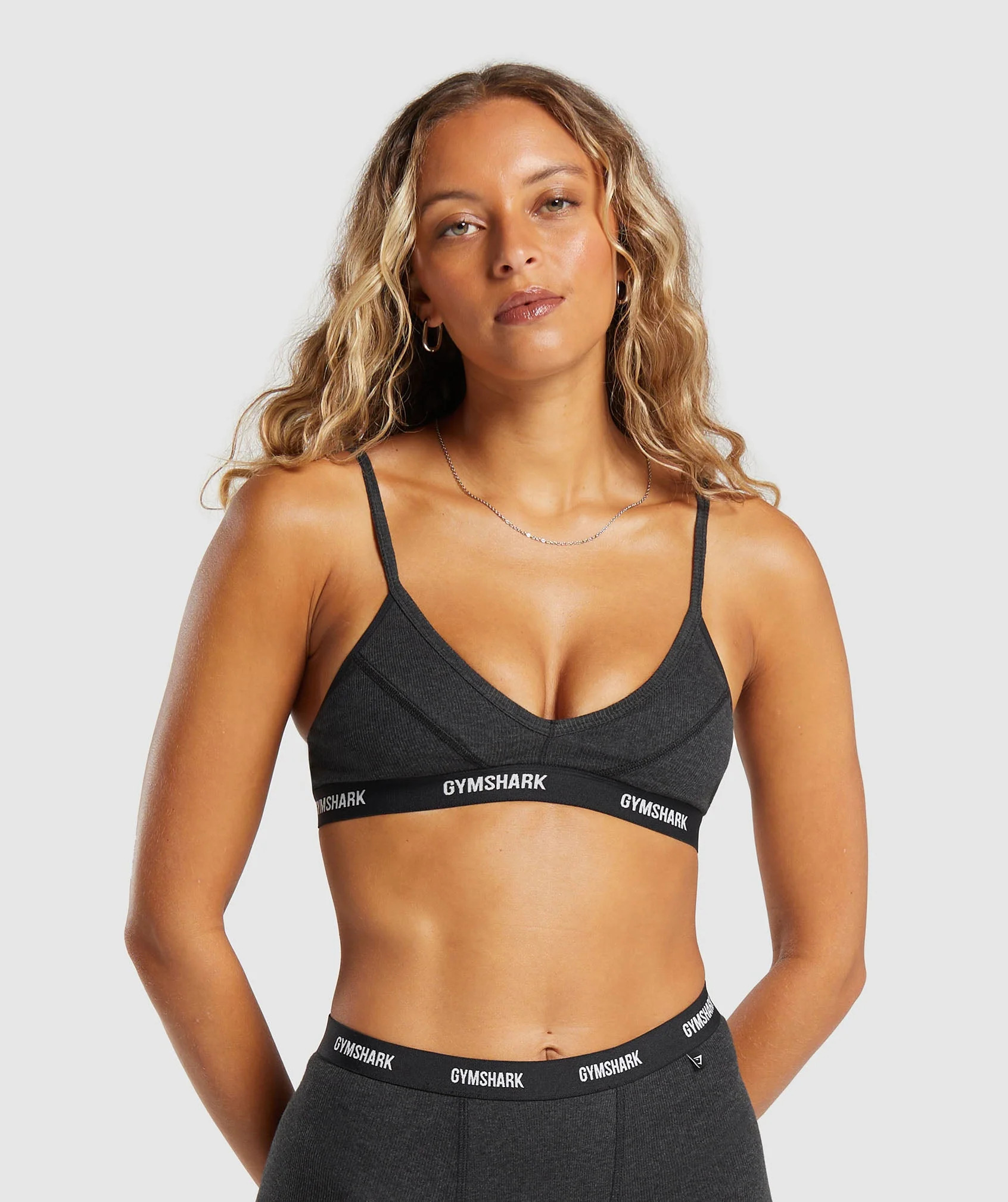 Gymshark Rib Bralette - Midnight Black Marl | Gymshark US