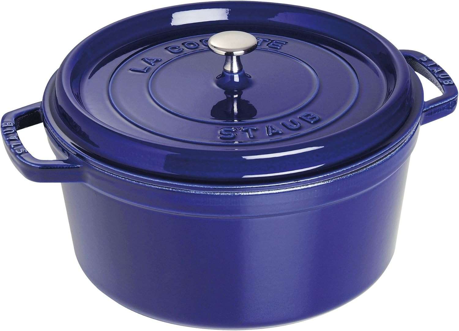 Staub Cast Iron 7-qt Round Cocotte - Dark Blue, Made in France | Amazon (US)