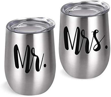 Mr and Mrs Wine Tumbler Bridal Shower Idea for Bride and Groom, 12 Oz Mr Mrs Stainless Steel Insu... | Amazon (US)