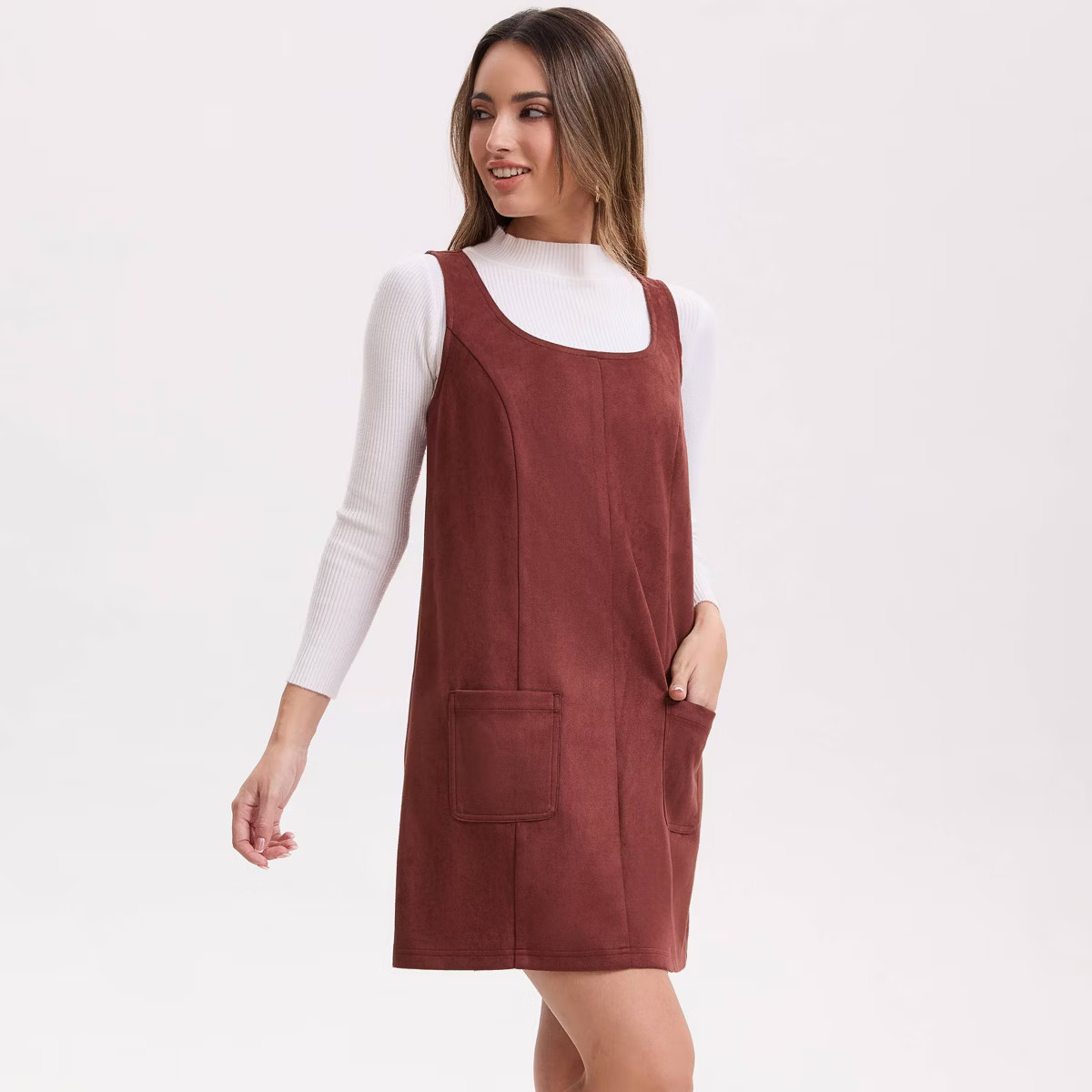 Women's Faux Suede Pocket Mini A-Line Dress - Wild Fable™ Brown | Target