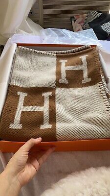 HERMÈS  Camel Brown WOOL CASHMERE H Signature AVALON BLANKET THROW SCOTLAND  | eBay | eBay US