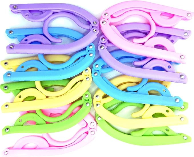 EAVOQLB 10 PCS Portable Folding Clothes Hangers Retractable Plastic Non Slip Clothing Hangers for... | Amazon (US)