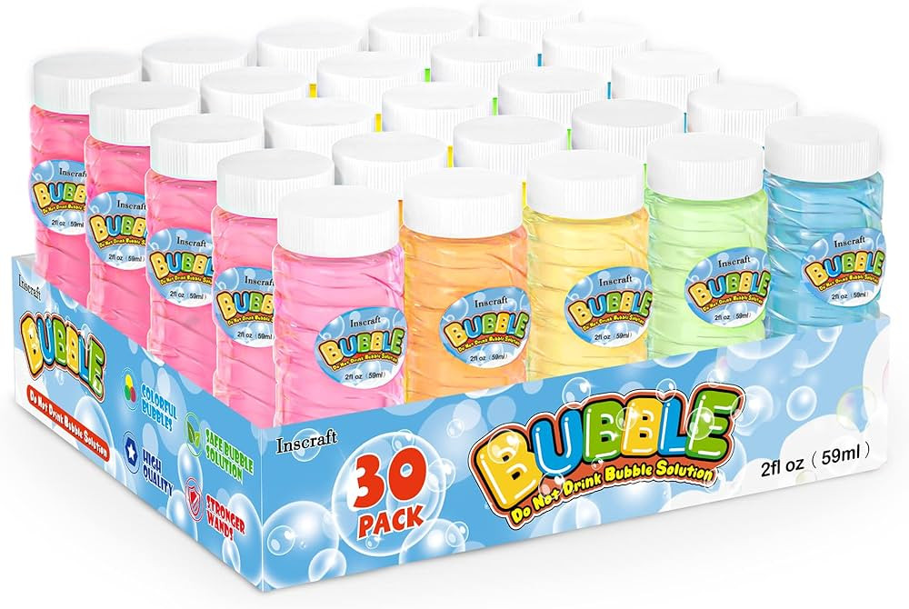 Inscraft 30 PCS Bubble Bottles with Wands Assortment for Kids, 2oz Bubbles Solution Each, Outdoor... | Amazon (US)