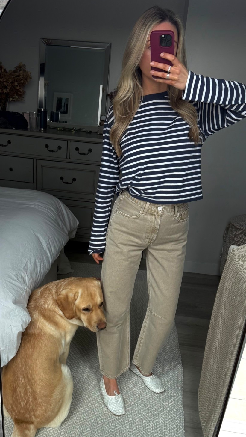 Shirt is old ATM. 
Pants are tts. They have the best fit & love this color for spring. I’m 5’6 for reference 