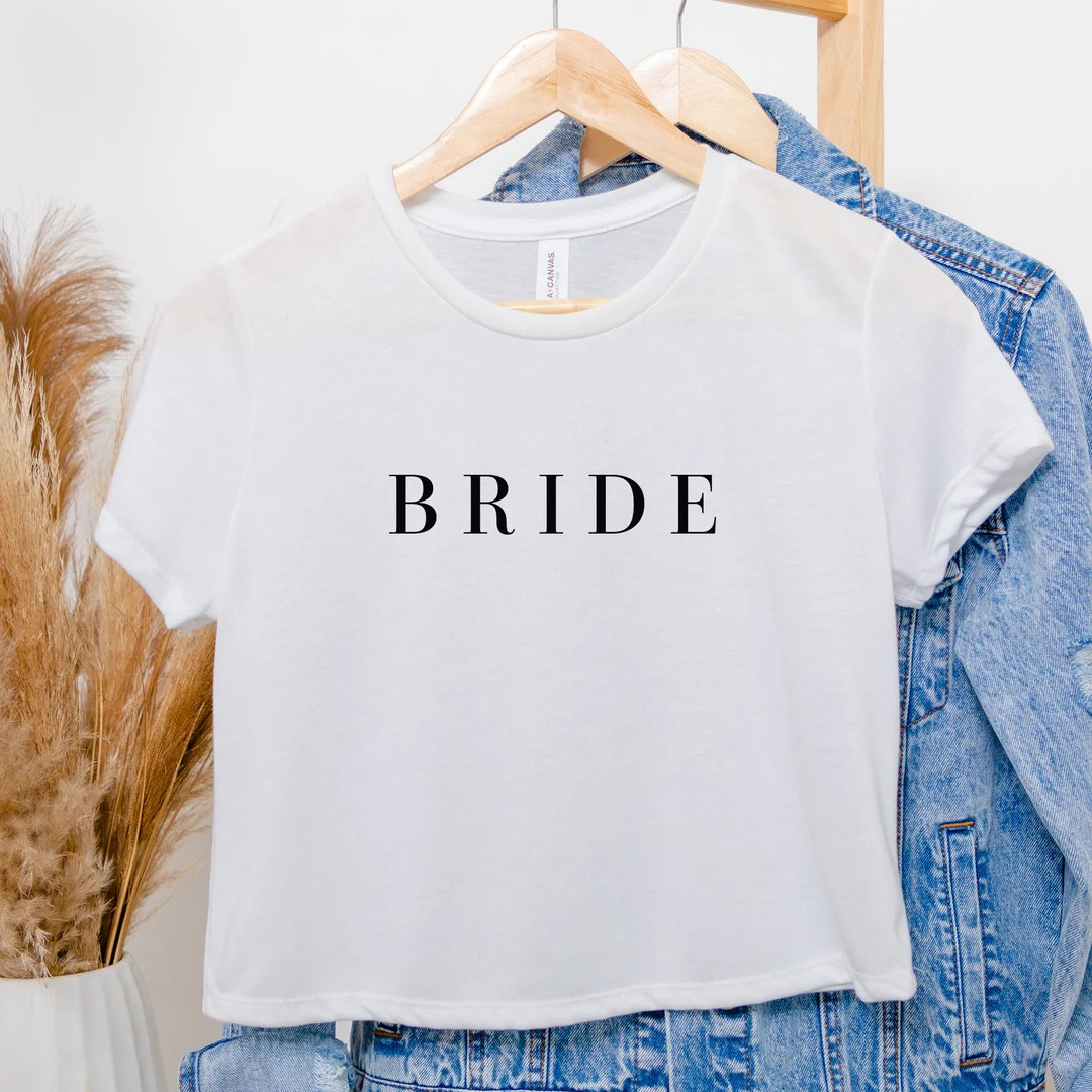 White bride crop top, Bride babe tshirt, Bachelorette party, Bridal, Wedding, Gift | Etsy (US)