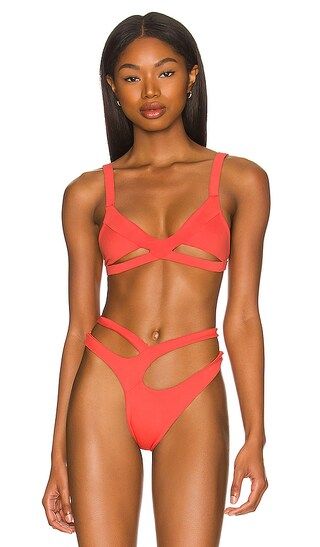 Nova Cutaway Bikini Top in Coral | Revolve Clothing (Global)