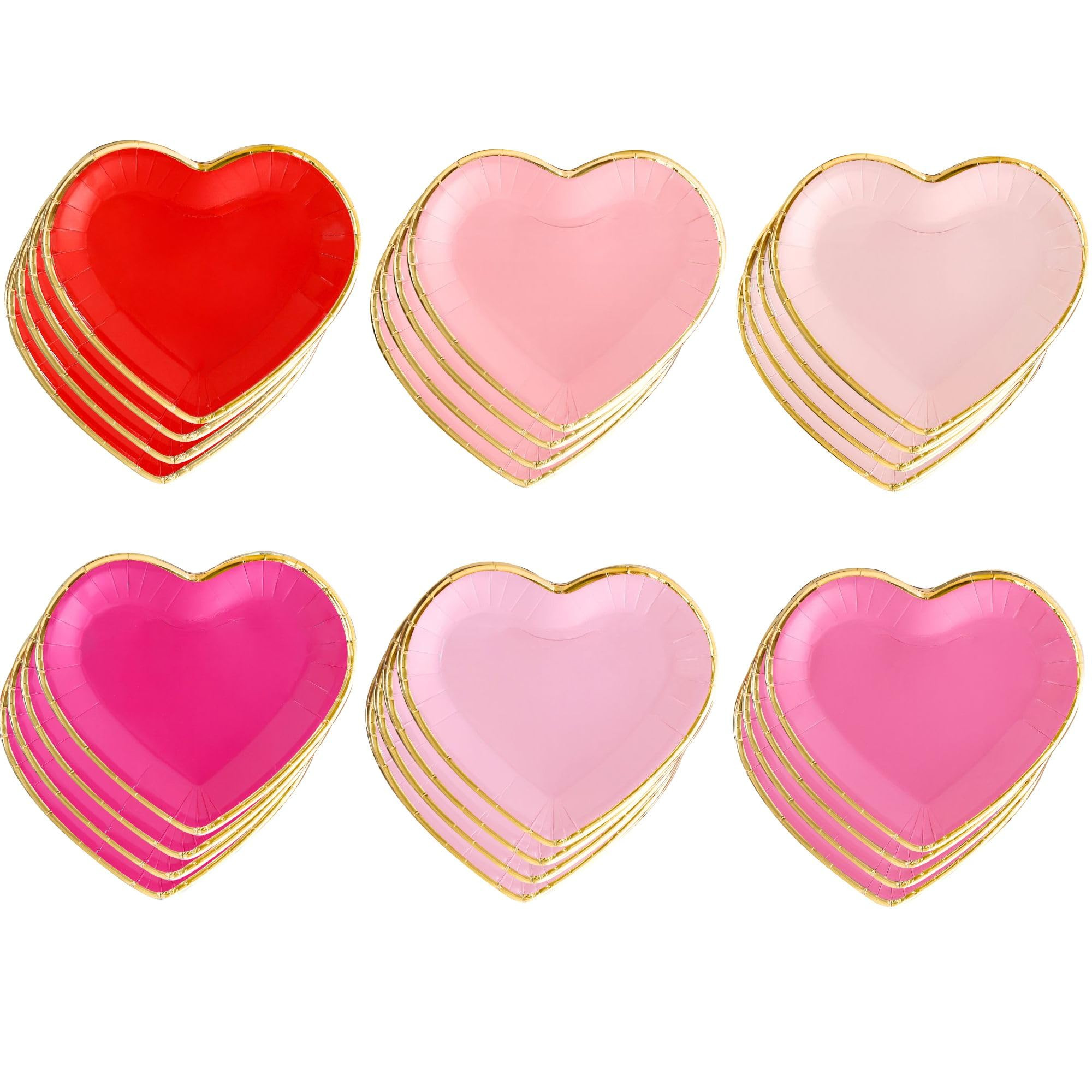 Winoo Design Bulk Valentines Plates - 48 PK - Heart Plates Paper Heart Shaped Dessert Plates for ... | Amazon (US)