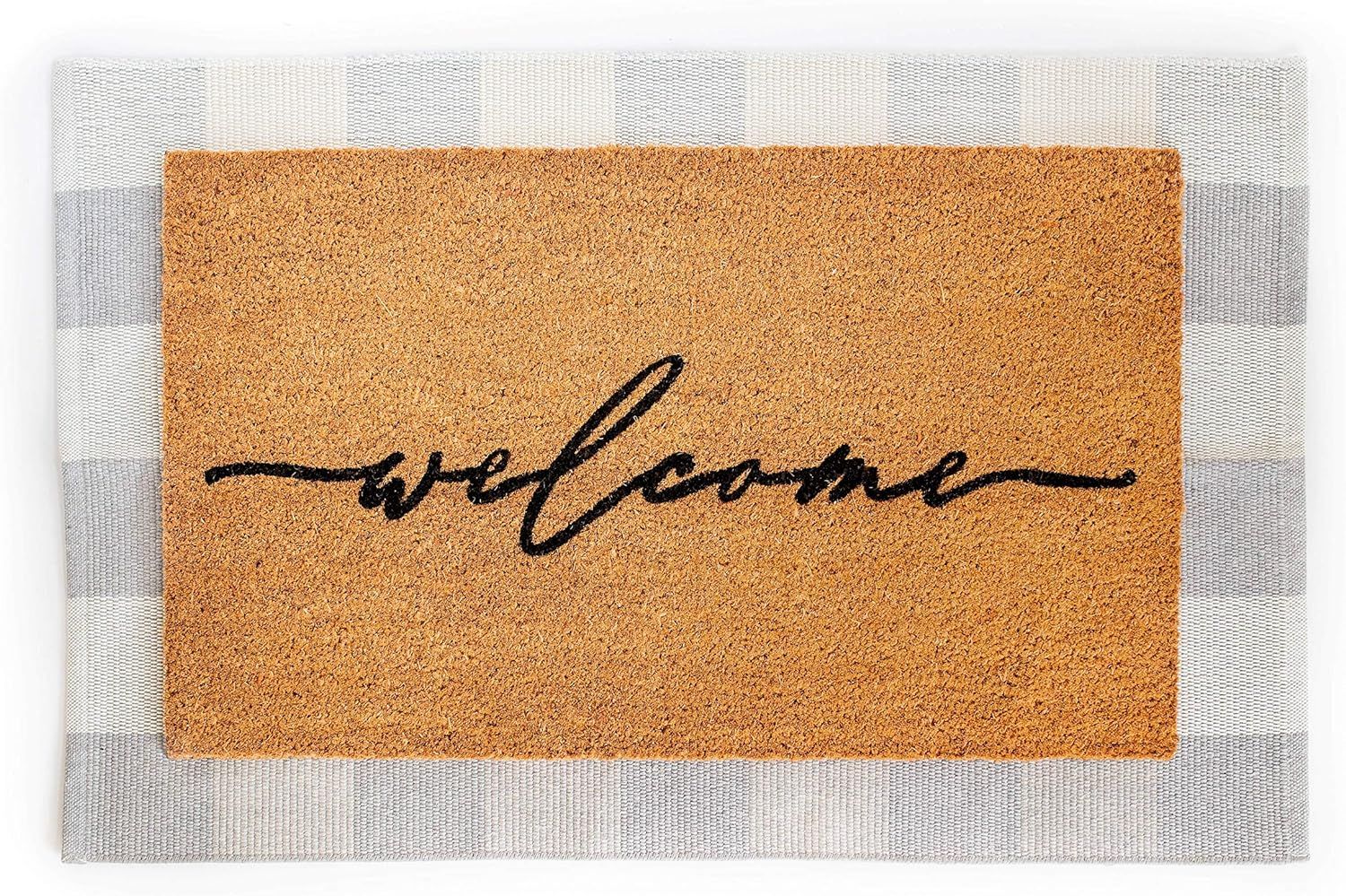 Layered Outdoor Welcome Mat Set - Coconut Coir (18-inch x 30-inch) and Woven Doormat (24-inch x 3... | Amazon (US)