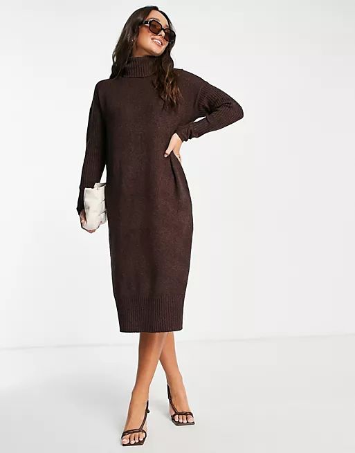 M Lounge knitted rib sleeve maxi dress in chocolate brown  | ASOS | ASOS (Global)