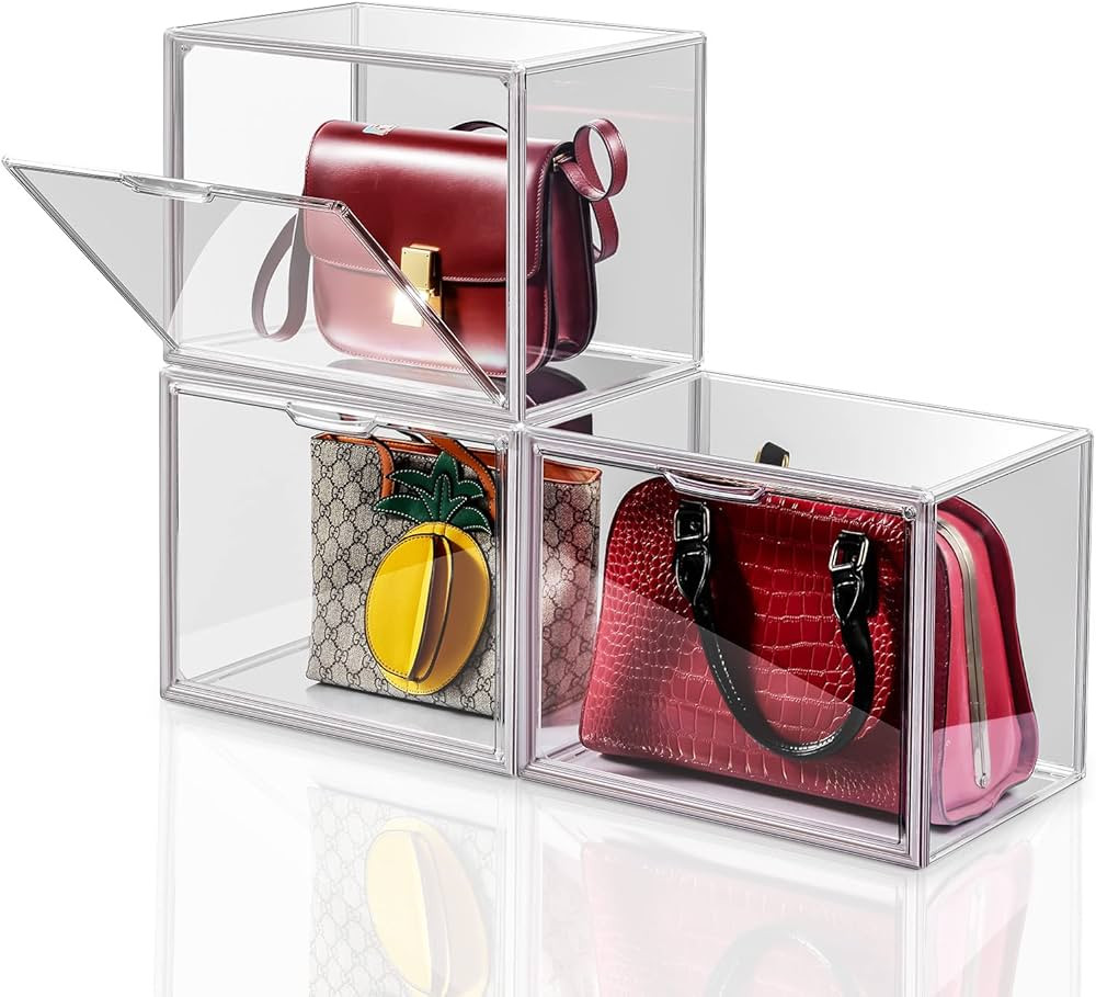 3Pack Clear Plastic Handbag Storage Organizer for Closet, Acrylic Display Case for Handbag and Pu... | Amazon (US)