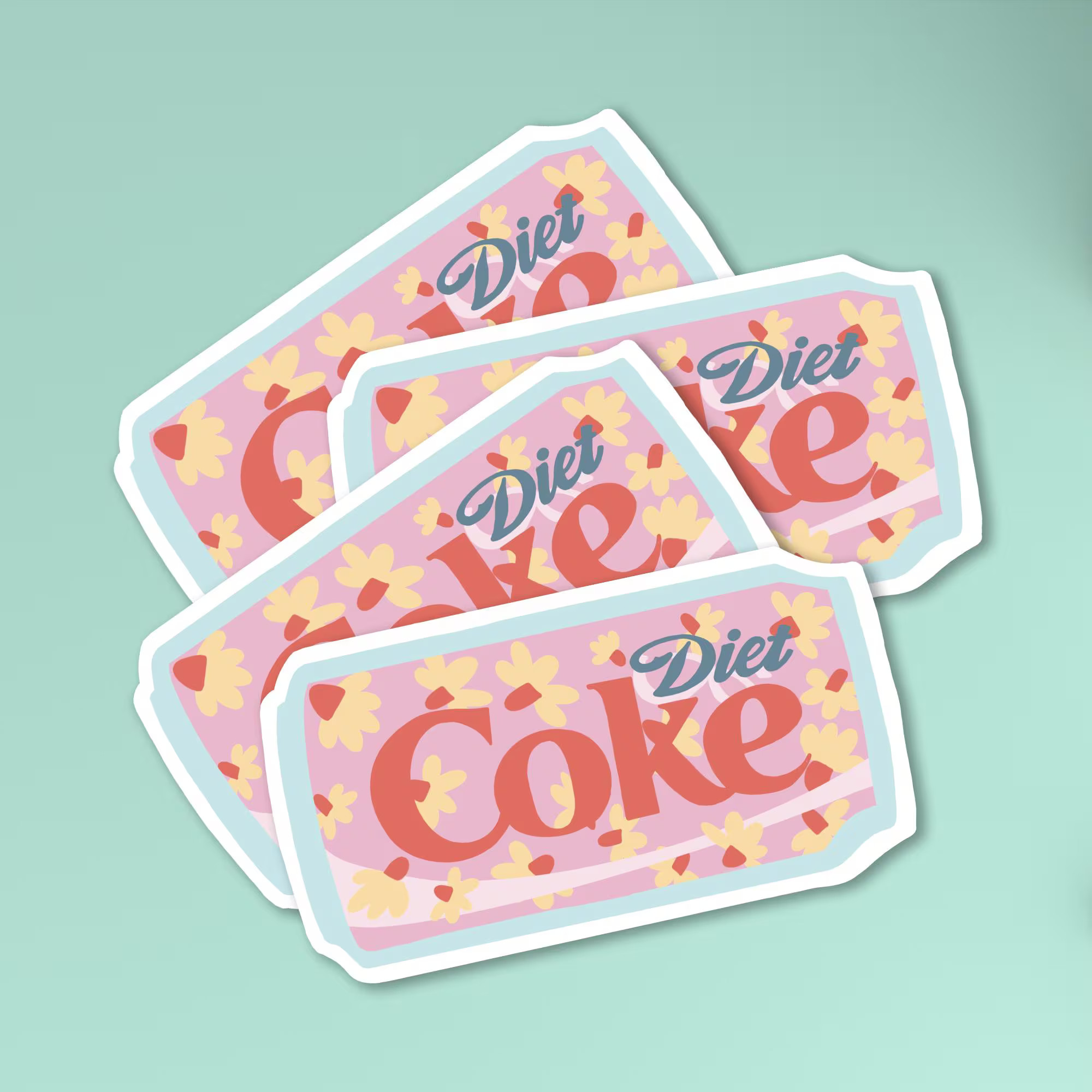 Hand Drawn Floral Diet Coke Sticker | Pink Soda Can Vinyl Decal | Caffeine Lover Gift | Hand-draw... | Etsy (US)