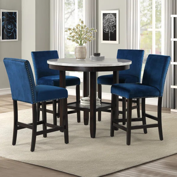 Aaser 5 - Piece Faux Marble Top Dining Set | Wayfair North America