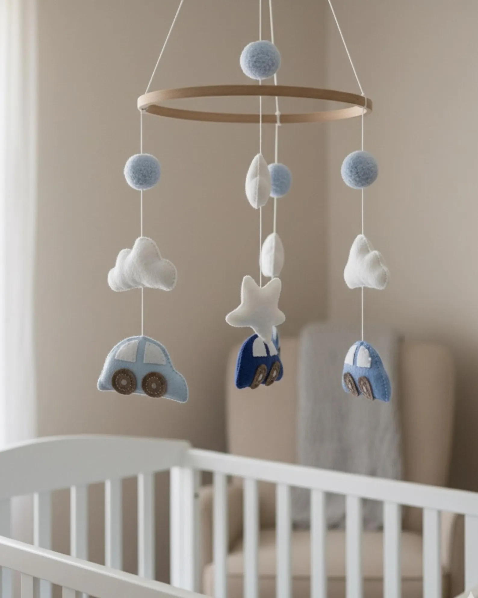 Cute Blue Car & Star Baby Felt Mobile for Boys – Handmade Nursery Decor by Artparle® | Etsy (US)