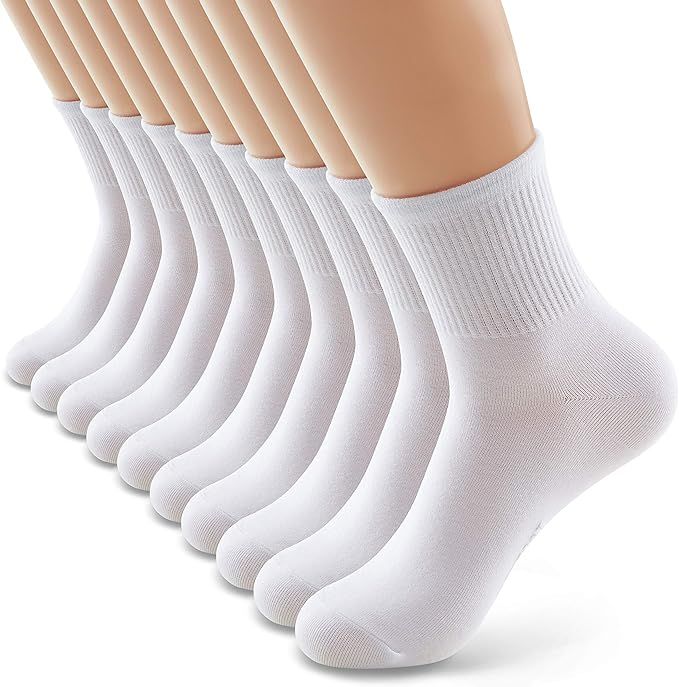 MONFOOT Women's 1/10 Pairs Comfortable Casual Cotton Quarter Crew Socks, multipack | Amazon (US)