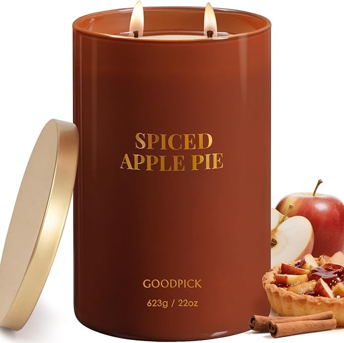 Goodpick Candle Spiced Apple Pie, Fall Candles for Home Scented, 22oz Soy Wax, Warm Cinnamon 120h... | Amazon (US)